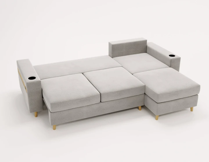 NOWOCZESNY NAROŻNIK ROZKŁADANY ROGÓWKA Z FUNKCJĄ SPANIA CAPITOL USB