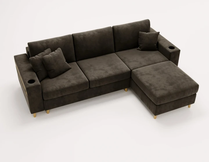 NOWOCZESNY NAROŻNIK ROZKŁADANY ROGÓWKA Z FUNKCJĄ SPANIA CAPITOL USB