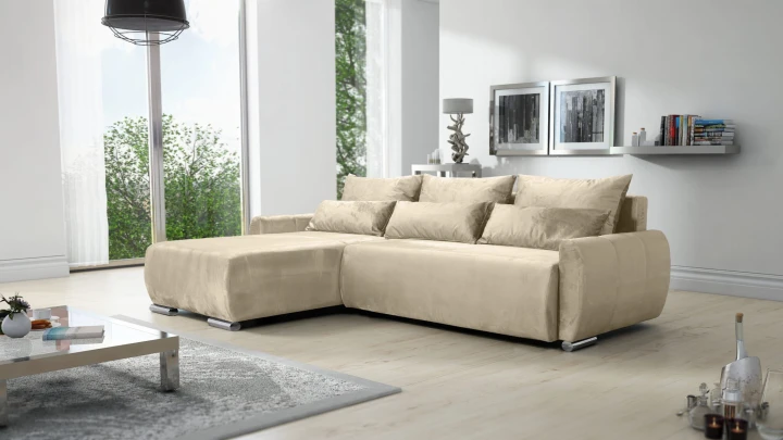 NOWOCZESNY NIEBIESKI NAROŻNIK ROGÓWKA Z FUNKCJĄ SPANIA KODA L