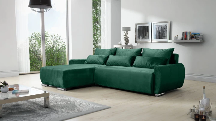 NOWOCZESNY NIEBIESKI NAROŻNIK ROGÓWKA Z FUNKCJĄ SPANIA KODA L