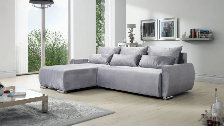 NOWOCZESNY NIEBIESKI NAROŻNIK ROGÓWKA Z FUNKCJĄ SPANIA KODA L