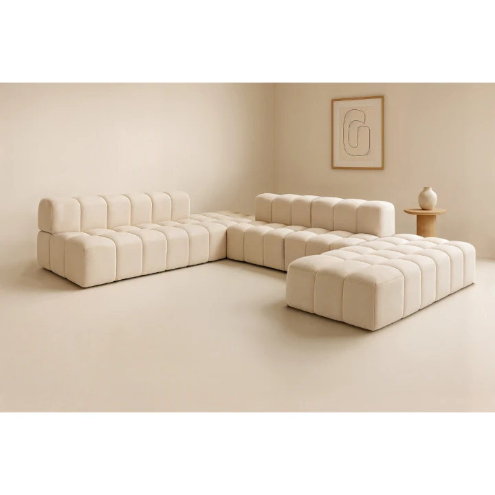 NOWOCZESNY PIKOWANY NAROŻNIK MODUŁOWY DO SALONU ROGÓWKA CLIXI 374x277 cm