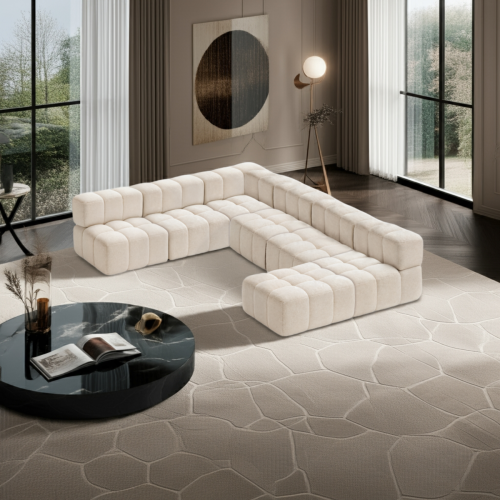 NOWOCZESNY PIKOWANY NAROŻNIK MODUŁOWY DO SALONU ROGÓWKA CLIXI 374x285 cm