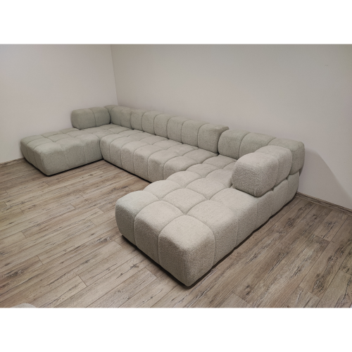 Na zdjęciu przedstawiono NOWOCZESNY PIKOWANY NAROŻNIK MODUŁOWY DO SALONU ROGÓWKA CLIXI U 369 CM