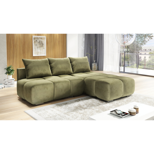 TAPICEROWANY  NAROŻNIK Z PIKAMI  ROZKŁADANY Z FUNKCJĄ SPANIA FLASH PRAWY 260 CM