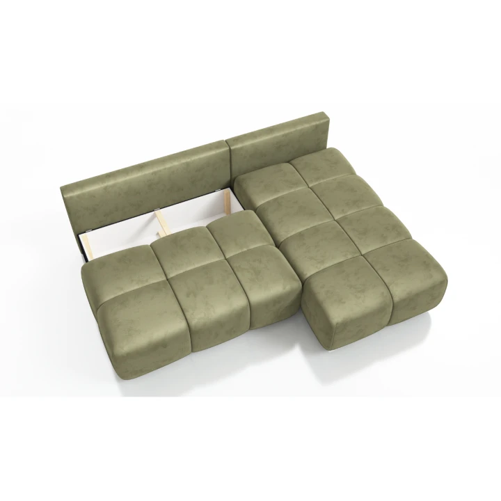 TAPICEROWANY  NAROŻNIK Z PIKAMI  ROZKŁADANY Z FUNKCJĄ SPANIA FLASH PRAWY 260 CM