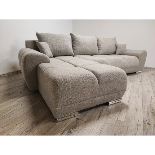 NOWOCZESNY, STYLOWY, EKSKLUZYWNY - NAROŻNIK DO SALONU HONEY  L BOUCKLE - BARANKOWA TKANINA  - FUNKCJA SPANINA