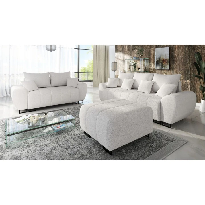 NOWOCZESNY WYGODNY KOMPLET WYPOCZYNKOWY LOFT ZESTAW MEBLI RAGNAR 3 + 2 + PUFA FUKCJAV SPANIA