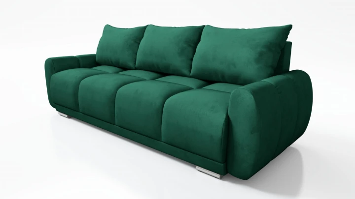 Na zdjęciu przedstawiono NOWOCZESNY ZESTAW DO SALONU ZIELONA KANAPA ROZKŁADANA + SOFA DWÓJKA HONEY  2 + 3