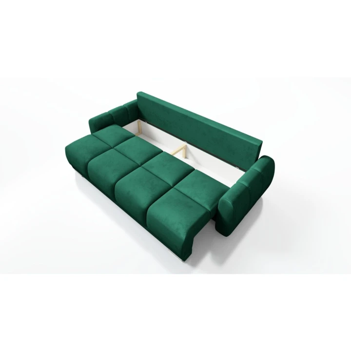 NOWOCZESNY ZESTAW DO SALONU ZIELONA KANAPA ROZKŁADANA + SOFA DWÓJKA HONEY  2 + 3