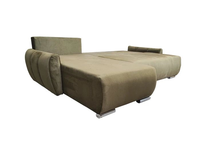 OLIWKOWY NAROŻNIK ROZKŁADANY Z FUNKCJĄ SPANIA ROGÓWKA KODA WELUR POJEMNIK