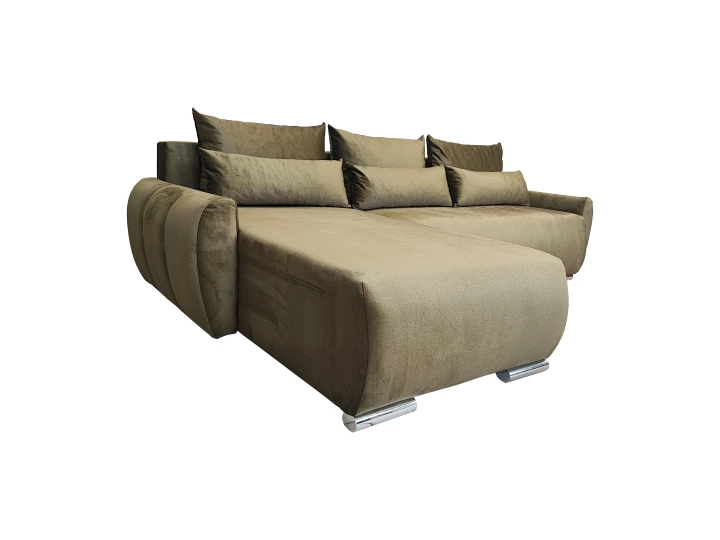 OLIWKOWY NAROŻNIK ROZKŁADANY Z FUNKCJĄ SPANIA ROGÓWKA KODA WELUR POJEMNIK