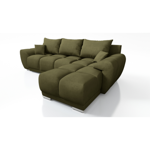 OLIWKOWY PIKOWANY NAROŻNIK ROZKŁADANY ROGÓWKA Z FUNKCJĄ SPANIA HONEY L