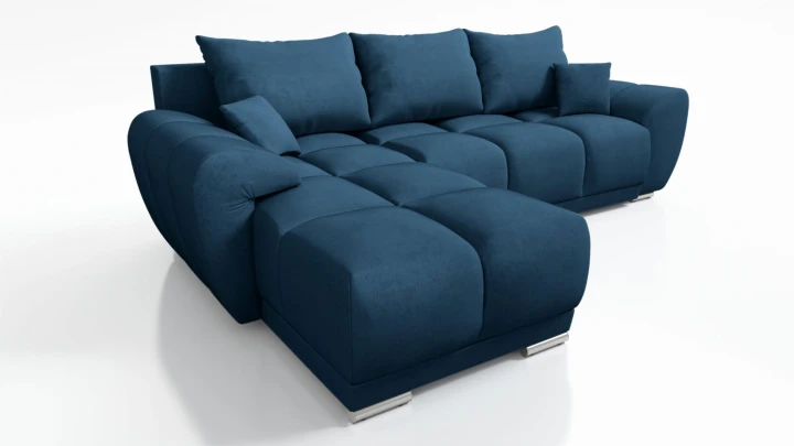 PIKOWANY NAROŻNIK DO SALONU ROZKŁADANY FUNKCJA SPANIA HONEY L + DUŻA PUFA