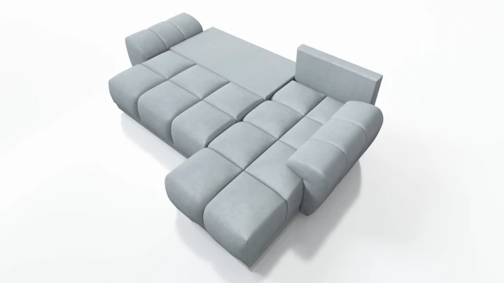 PIKOWANY NAROŻNIK DO SALONU ROZKŁADANY FUNKCJA SPANIA HONEY L + DUŻA PUFA