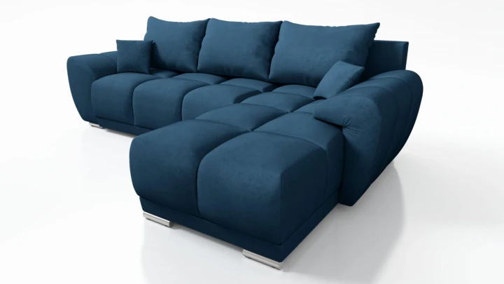 PIKOWANY NAROŻNIK DO SALONU ROZKŁADANY FUNKCJA SPANIA HONEY L + DUŻA PUFA