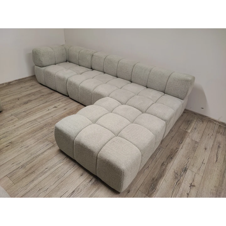 Na zdjęciu przedstawiono PIKOWANY NAROŻNIK MODUŁOWY DO SALONU ROGÓWKA CLIXI 280 CM SPRĘŻYNY BOUCKLE