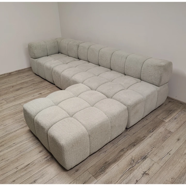 Na zdjęciu przedstawiono PIKOWANY NAROŻNIK MODUŁOWY DO SALONU ROGÓWKA CLIXI 280 CM SPRĘŻYNY BOUCKLE
