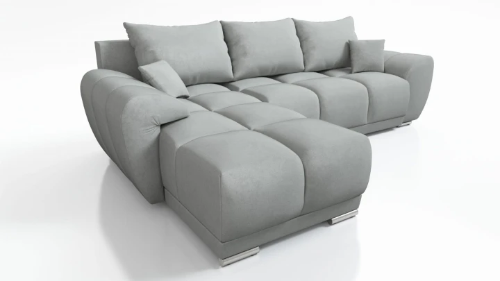 PIKOWANY NAROŻNIK ROZKŁADANY ROGÓWKA Z FUNKCJĄ SPANIA  SZARY HONEY L