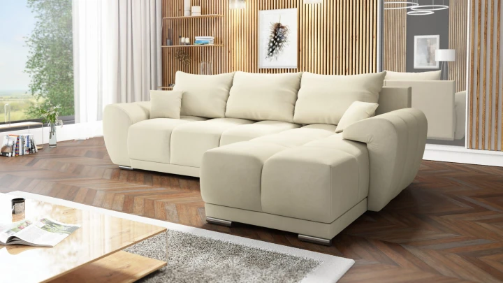 PIKOWANY NAROŻNIK ROZKŁADANY ROGÓWKA Z FUNKCJĄ SPANIA  SZARY HONEY L