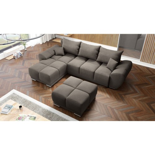 PIKOWANY NAROŻNIK ROZKŁADANY ROGÓWKA Z FUNKCJĄ SPANIA HONEY L + DUŻA PUFA