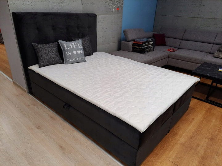 Na zdjęciu przedstawiono PODWÓJNE ŁÓŻKO KONTYNENTALNE DREAM Z MATERACEM ZE SPRĘŻYNAMI BONELL 180X200 CM PROMOCJA 3 KOLORY