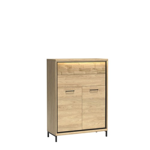 POJEMNA KOMODA HIKORA ITALIA 2 SZUFLADY NOGI DEKOR LED