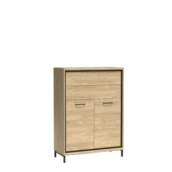 POJEMNA KOMODA HIKORA ITALIA 2 SZUFLADY NOGI DEKOR LED