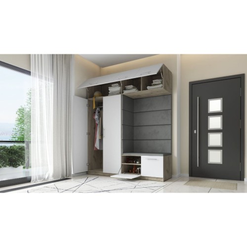 PRAKTYCZNA SZAFA NA UBRANIA GARDEROBA DO PRZEDPOKOJU LILO 180 CRAFT SZARA