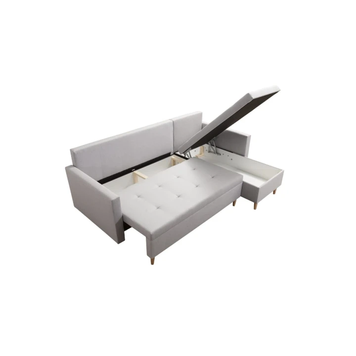 SIWY NAROŻNIK ROZKŁADANY Z FUNKCJĄ SPANIA SCANDIK PIK 2X POJEMNIK