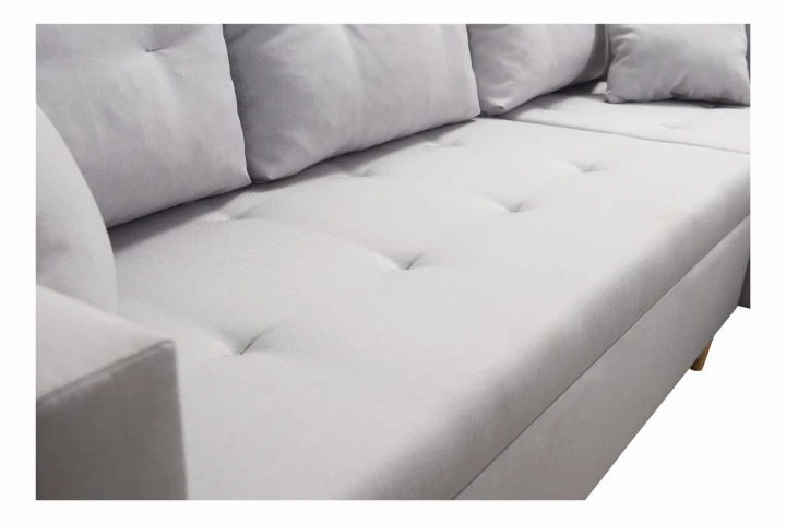 SIWY NAROŻNIK ROZKŁADANY Z FUNKCJĄ SPANIA SCANDIK PIK 2X POJEMNIK