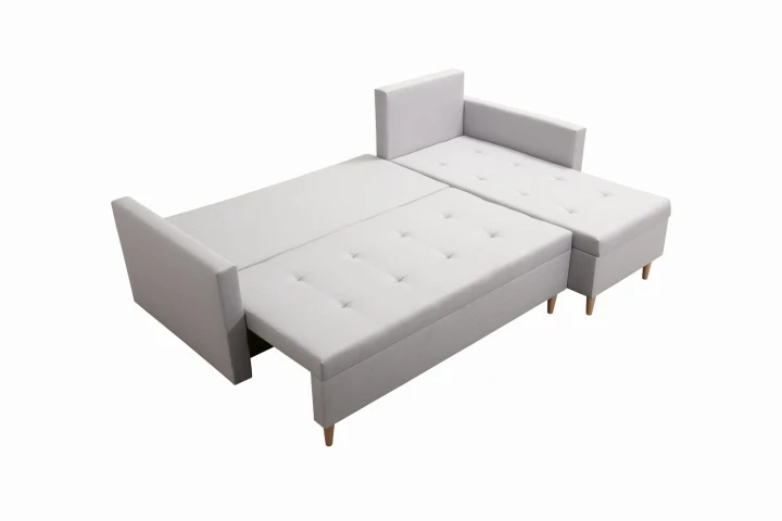 SIWY NAROŻNIK ROZKŁADANY Z FUNKCJĄ SPANIA SCANDIK PIK 2X POJEMNIK