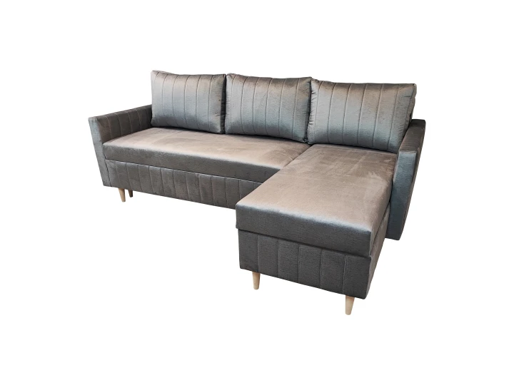 SKANDYNAWSKI NAROŻNIK ROZKŁADANY FUNKCJA SPANIA FRIDA BONELL POJEMNIK WELUR