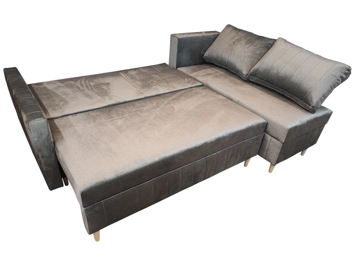 SKANDYNAWSKI NAROŻNIK ROZKŁADANY FUNKCJA SPANIA FRIDA BONELL POJEMNIK WELUR