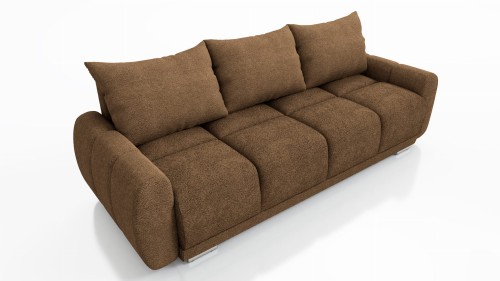 Na zdjęciu przedstawiono BRĄZOWA SOFA HONEY 3 KANAPA DO SALONU  Z FUNCKJA SPANIA I POJEMNIKIEM NA POŚCIEL Tkanina QUELLE   Bounce PLAMOODPORNA BARANEK