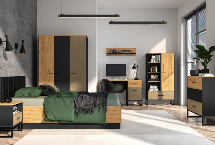 SOLIDNE MŁODZIEŻOWE ŁÓŻKO ZE STELAŻEM KOLT 120x200