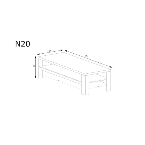 STOLIK KAWOWY ŁAWA ŁAWOSTÓŁ 120X65 BOHO PÓŁKA