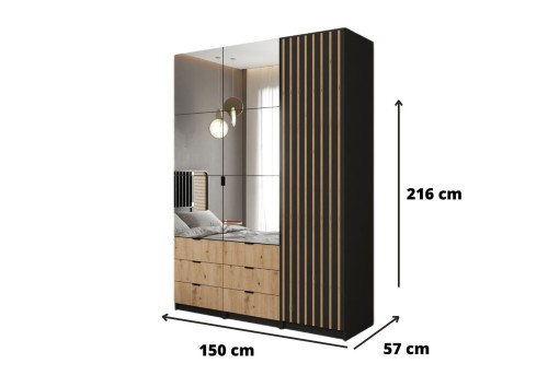 SZAFA 150 LOFT LUSTRO AMSTERDAM SZUFLADY LAMELE