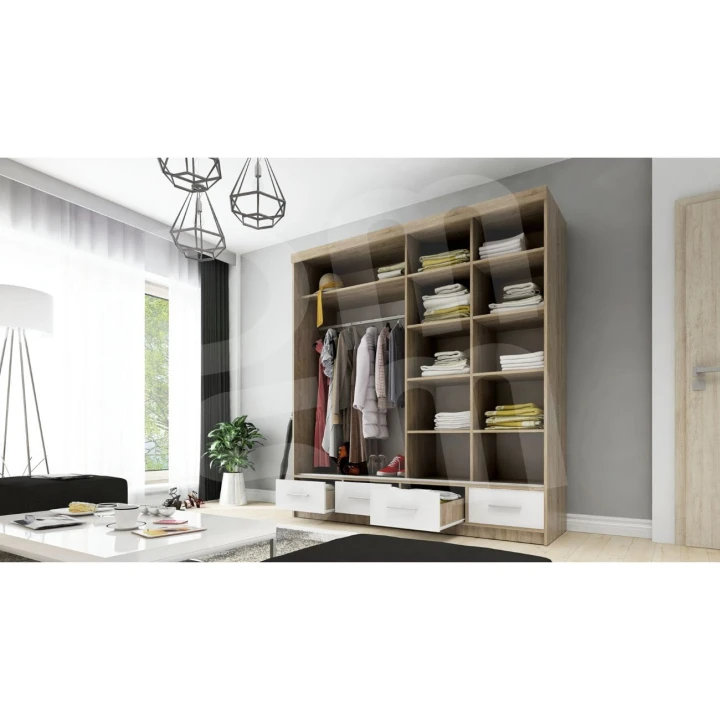 Szafa przesuwna z lustrem 4 szuflady David 200 cm