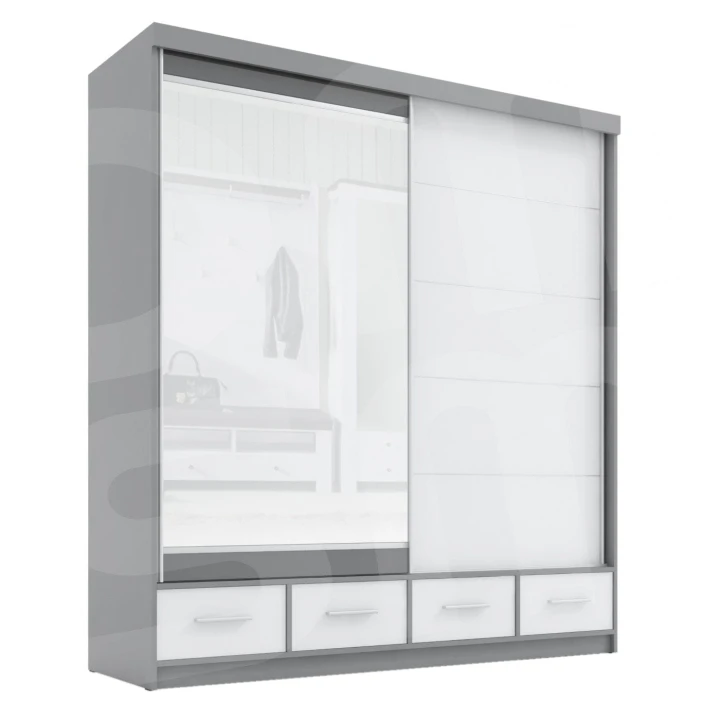 Szafa przesuwna z lustrem 4 szuflady David 200 cm