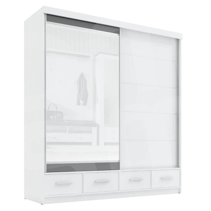 Szafa przesuwna z lustrem 4 szuflady David 200 cm