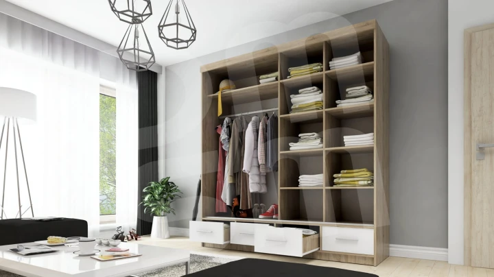 Szafa przesuwna z lustrem 4 szuflady David 200 cm