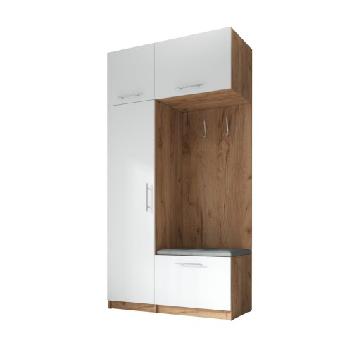 SZAFA DO PRZEDPOKOJU GARDEROBA NA KORYTARZ LILO 120 II BIAŁA / CRAFT ZŁOTY