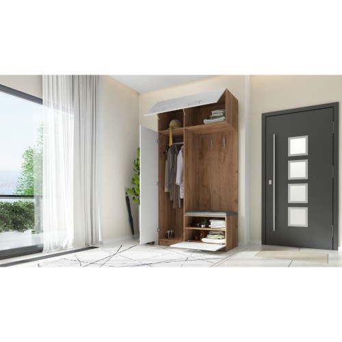 SZAFA DO PRZEDPOKOJU GARDEROBA NA KORYTARZ LILO 120 II BIAŁA / CRAFT ZŁOTY