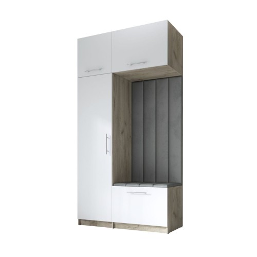 SZAFA DO PRZEDPOKOJU GARDEROBA NA KORYTARZ LILO 120 V BIAŁA / CRAFT SZARY