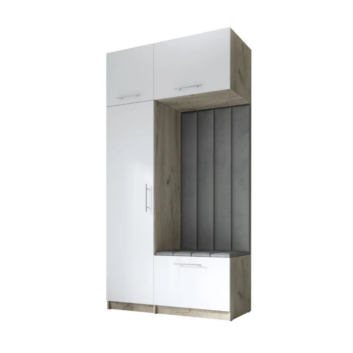 SZAFA DO PRZEDPOKOJU GARDEROBA NA KORYTARZ LILO 120 V BIAŁA / CRAFT SZARY