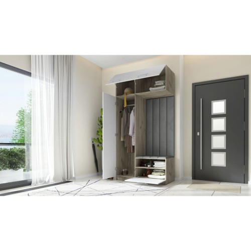 SZAFA DO PRZEDPOKOJU GARDEROBA NA KORYTARZ LILO 120 V BIAŁA / CRAFT SZARY