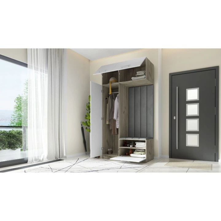 SZAFA DO PRZEDPOKOJU GARDEROBA NA KORYTARZ LILO 120 V BIAŁA / CRAFT SZARY
