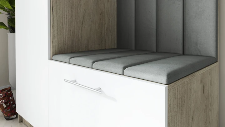 SZAFA DO PRZEDPOKOJU GARDEROBA NA KORYTARZ LILO 120 V BIAŁA / CRAFT SZARY