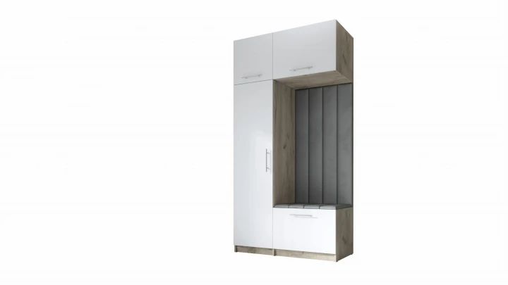 SZAFA DO PRZEDPOKOJU GARDEROBA NA KORYTARZ LILO 120 V BIAŁA / CRAFT SZARY